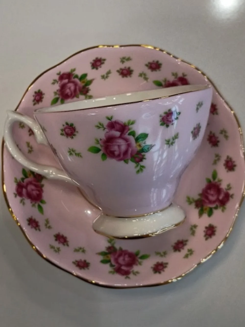 Royal Albert New Country Roses Bone China Pink Vintage Teacup and Saucer, NEW
